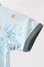 Blue Turtle Bamboo Romper