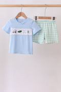 Green Golf Embroidered Gingham Set