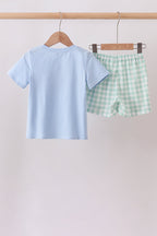 Green Golf Embroidered Gingham Set