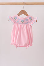 Pink Hydrangea Bow Smocked Bubble