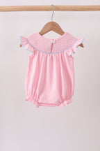 Pink Hydrangea Bow Smocked Bubble