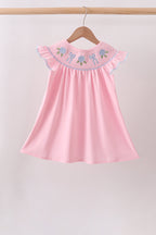 Pink Hydrangea Bow Smocked Dress