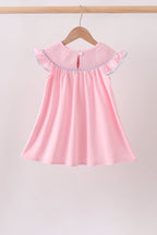 Pink Hydrangea Bow Smocked Dress