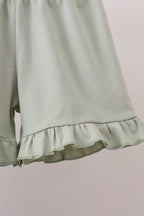 Camo Hunting Embroidered Ruffle Shorts Set