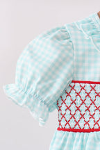 Blue Apple Smocked Bloomer Set