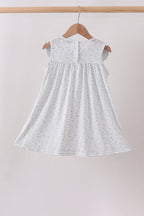 Blue Floral Embroidered Dress