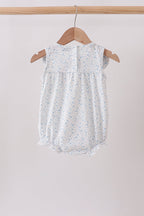 Blue Floral Embroidered Bubble