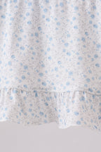 Blue Floral Smocked Ruffle Bloomer Set