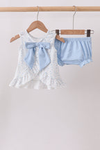 Blue Floral Smocked Ruffle Bloomer Set