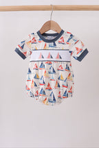 Blue Sailboat Smocked Bubble
