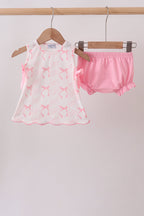 Pink Bow Print Bloomer Set