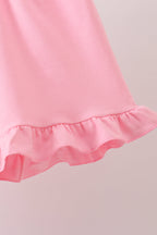 Pink Bow Print Ruffle Shorts Set