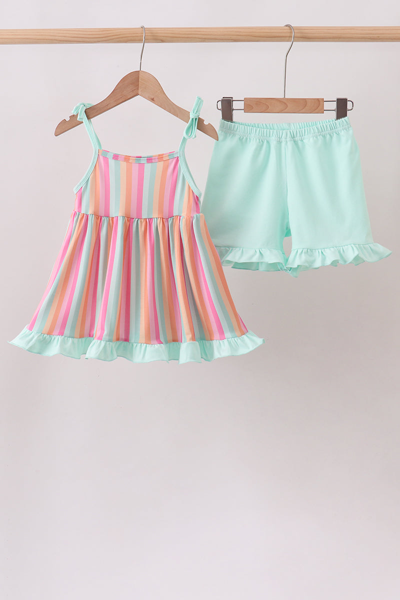 Rainbow Stripe Ruffle Set