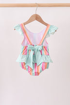 Rainbow Stripe UPF Swim One-Piece