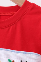 Red School Bus Smocked top