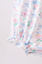 Blue Floral Smocked Bubble