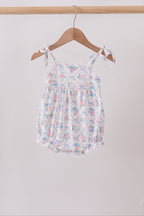 Blue Floral Smocked Bubble