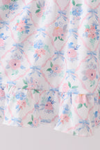 Blue Floral Smocked Ruffle Dress