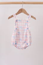 Pink Gingham Bow Print Lace Bubble