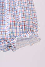 Blue Apple Smocked Plaid Bubble