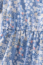 Blue Floral Print Mom Dress