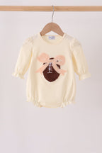 Cream Football French Knot Bubble