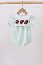 Green football french knot gingham bubble