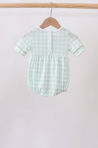 Green football french knot gingham bubble