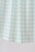 Green football french knot gingham ruffle dress