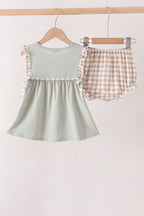 Green Scarecrow Embroidery Bloomer Set