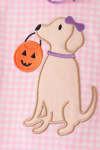 Pink Puppy Pumpkin Applique Bloomer Set