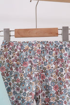 Blue Floral Bow Applique Pants Set