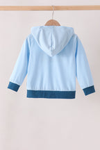 Blue character embroidery hoodie