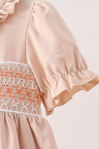 Khaki Pumpkin Smocked Bloomer dress