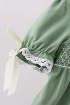 Sage collar smocked lace bloomer set
