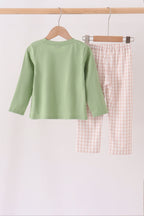 Sage Puppy Fishing Gingham Pants Set