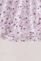 Purple floral smocked bow bubble