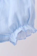 Blue Floral Smocked Lace Bloomer Set