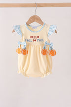 Hallo Fall Y'ALL Pumpkin Ruffle Bubble