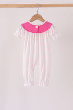 Pink bow pearl romper