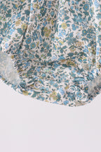 Sage Floral Blessed Smocked Ruffle Bubble