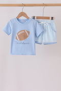Blue Football Applique Shorts Set