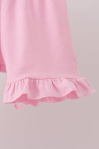 Pink Football Applique Ruffle Shorts Set