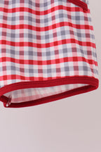 Red Alabama Roll Tide Embroidery Plaid Shorts Set