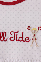 Red Alabama Roll Tide Embroidery Ruffle Shorts Set