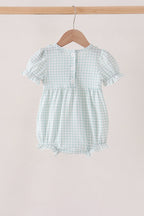 Sage pumpkin smocked gingham bubble