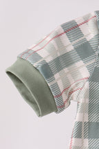 Green Pumpkin Embroidery Plaid Bubble