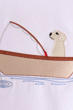Khaki Puppy Fishing Embroidery Pants Set