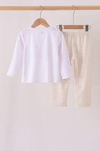 Khaki Puppy Fishing Embroidery Pants Set