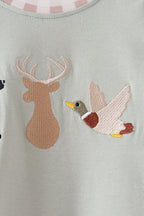 Sage hunting embroidery romper